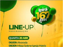 Ipirá 167 anos: Prefeitura divulga programação com horários