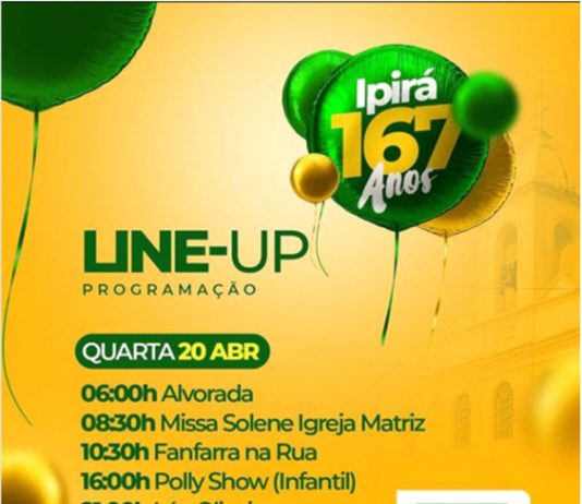 Ipirá 167 anos: Prefeitura divulga programação com horários