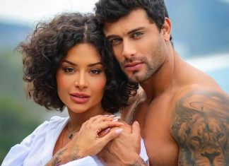 Jesus Luz e Aline Campos trocam beijos apaixonados em aeroporto do Rio