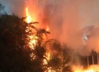 Porto Seguro: Cabana de praia abandonada pega fogo perto de rodovia