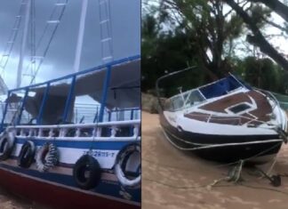 VÍDEO: Forte ventania e chuva arrastam barcos para a areia em Barra Grande