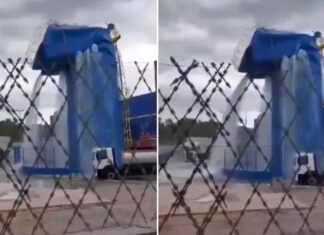 VÍDEO: Caixa d’água de supermercado se rompe e causa enorme vazamento